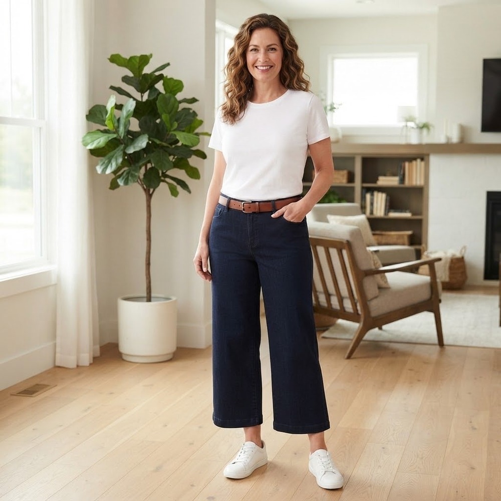 Liverpool Kelsey Wide Leg Trouser Denim Jeans Pants Indigo Blue Size 8/29 Petite